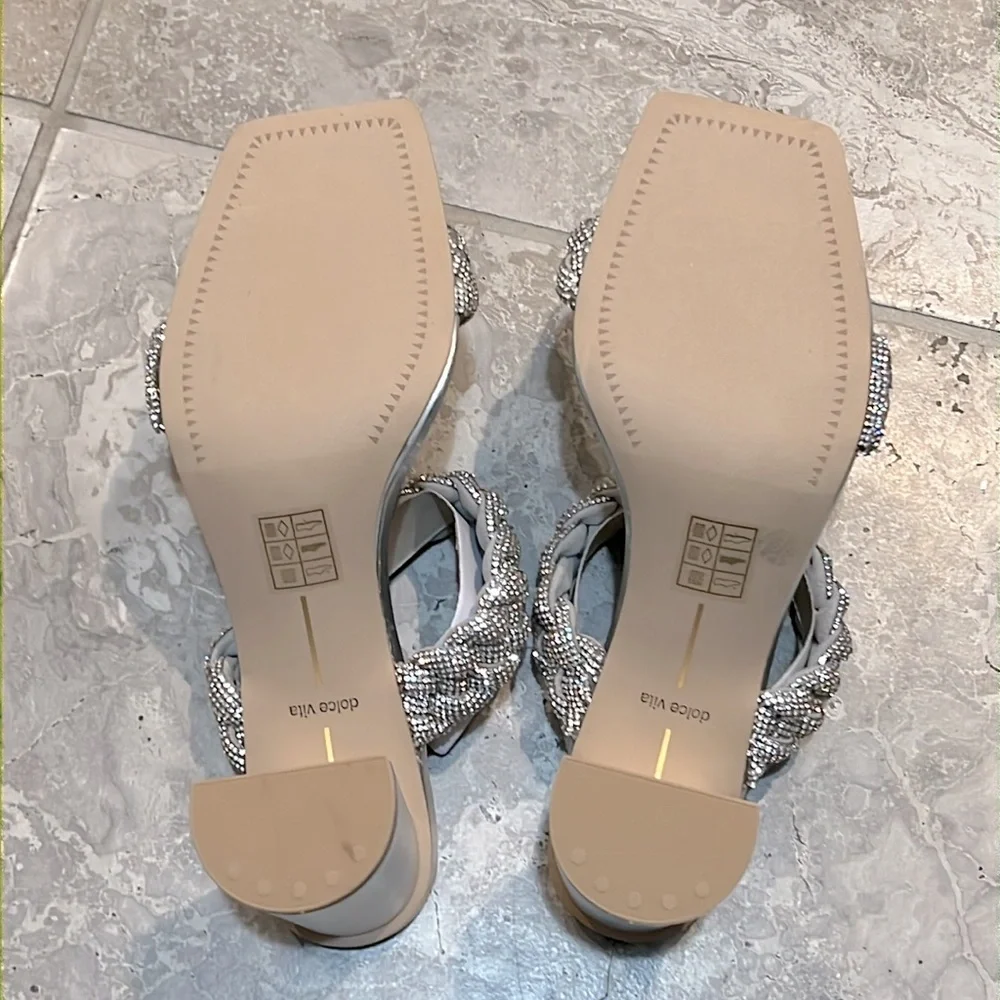 Dolce Vita Paily Embellished High Heel Sandals in Crystal, Size 11, NEW in Box